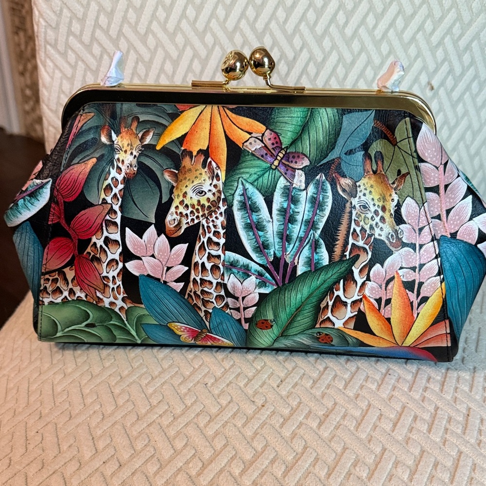 Anuschka Multicolor Giraffe Shoulder Bag